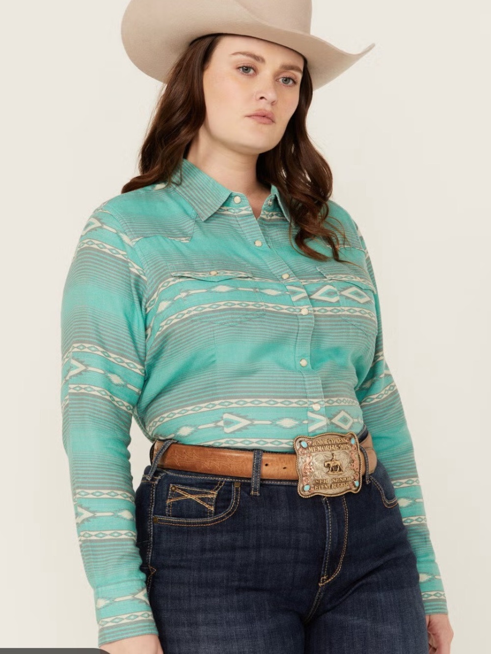 Ariat Jadeite R.E.A.L Jacquard Aztec Southwestern Pearl Snap Button Down Shirt